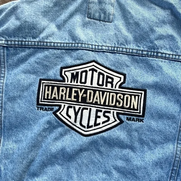 Vintage Harley Davidson Button Down Denim Jean Jacket Embroidered - Picture 9 of 12